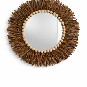 Espejo Decorativo Rústico con Marco de Madera Natural