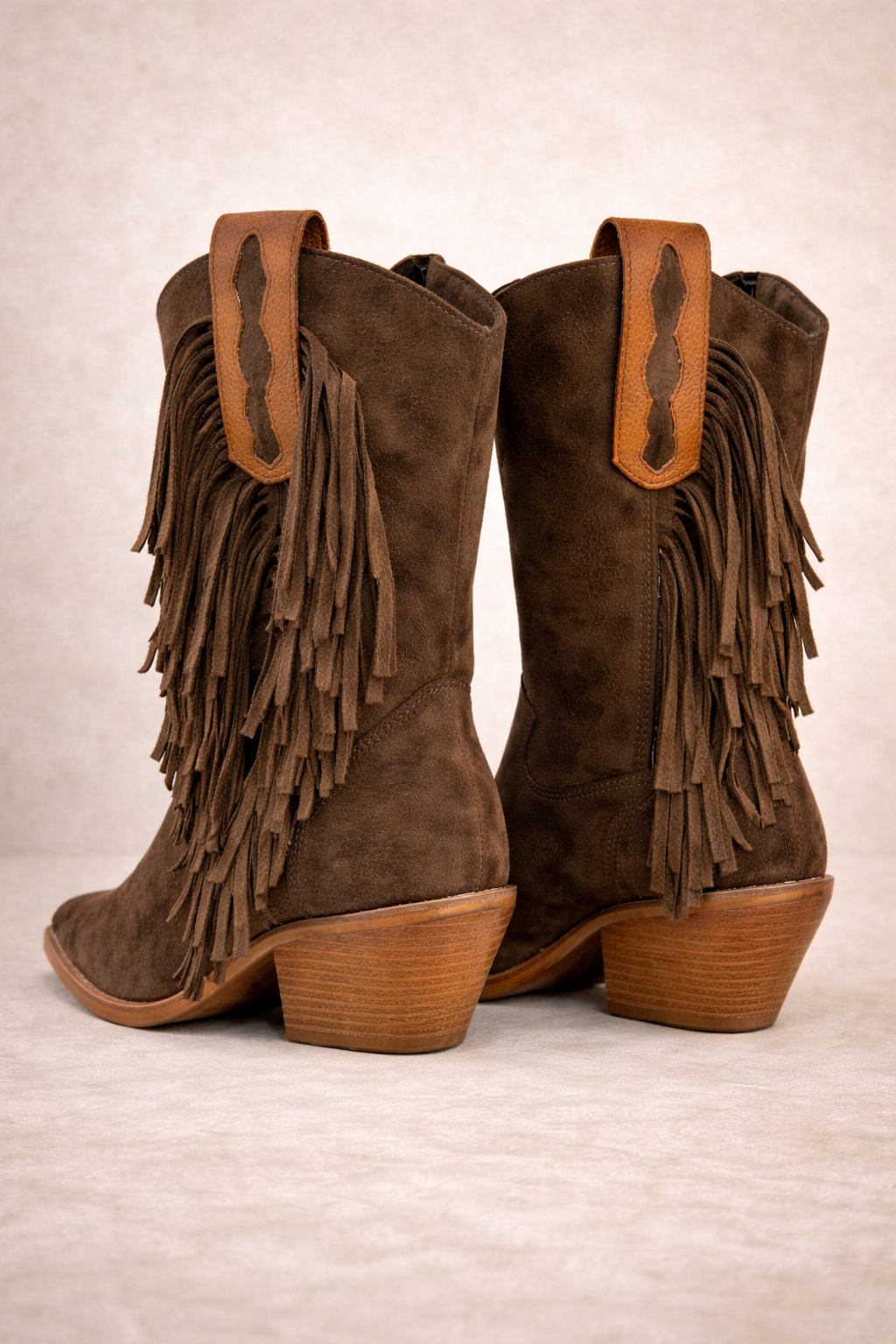 Texanas de Cuero Premium Engamuzado con Flecos - Imagen 3