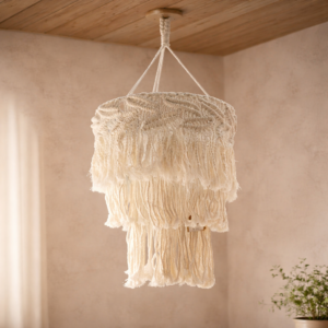 Lámpara colgante artesanal araña en macrame