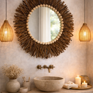 Espejo de fibras naturales Totora ( 60 x 60 CM )