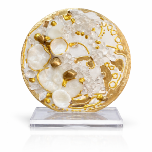 Universo Decorativo Artesanal en Resina con Detalles Dorados x 12 CM (con pie de acrílico)