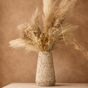 Florero rústico con arreglo de fibras naturales ( 25 x 12 CM )