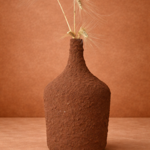 Florero artesanal terracota con textura arcilla y barro ( 30 X 19 CM )