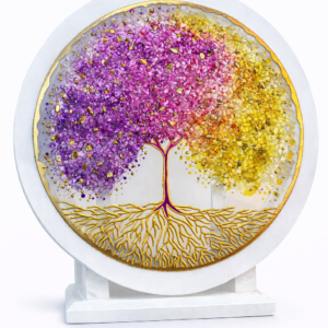 Universo Decorativo Árbol de la Vida en Resina – Cristales Multicolor con Detalles Dorados X 47 CM