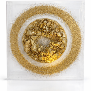 Universo Decorativo diseño Eclipse Dorado – Luminaria Artística en Resina y Cristal X 90 CM