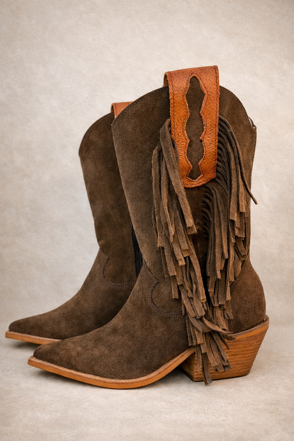 Texanas de Cuero Premium Engamuzado con Flecos