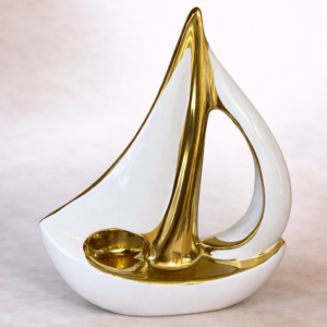 Velero Decorativo Blanco y Dorado