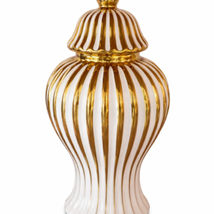 Jarrón Decorativo Blanco y Dorado