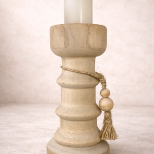 Porta Vela Decorativo de Madera Natura ( 28 CM )