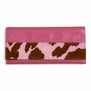 Monedero de Cuero Rosa y Marrón – Lola Abate