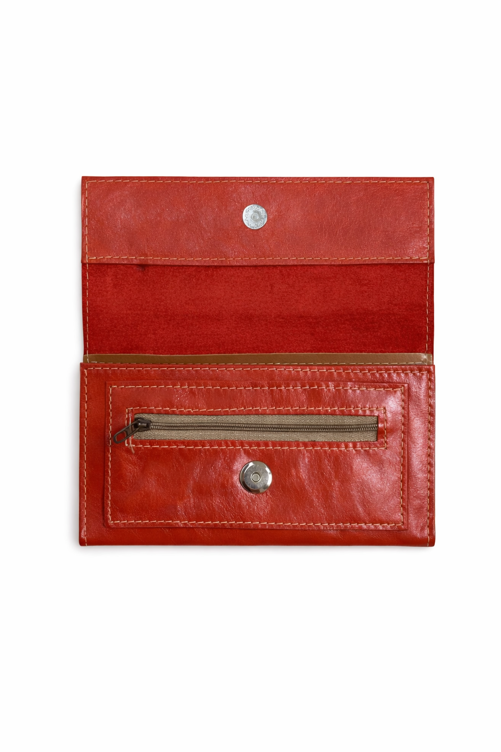 Monedero de Cuero Rojo Intenso con Cierre – Lola Bate - Imagen 2