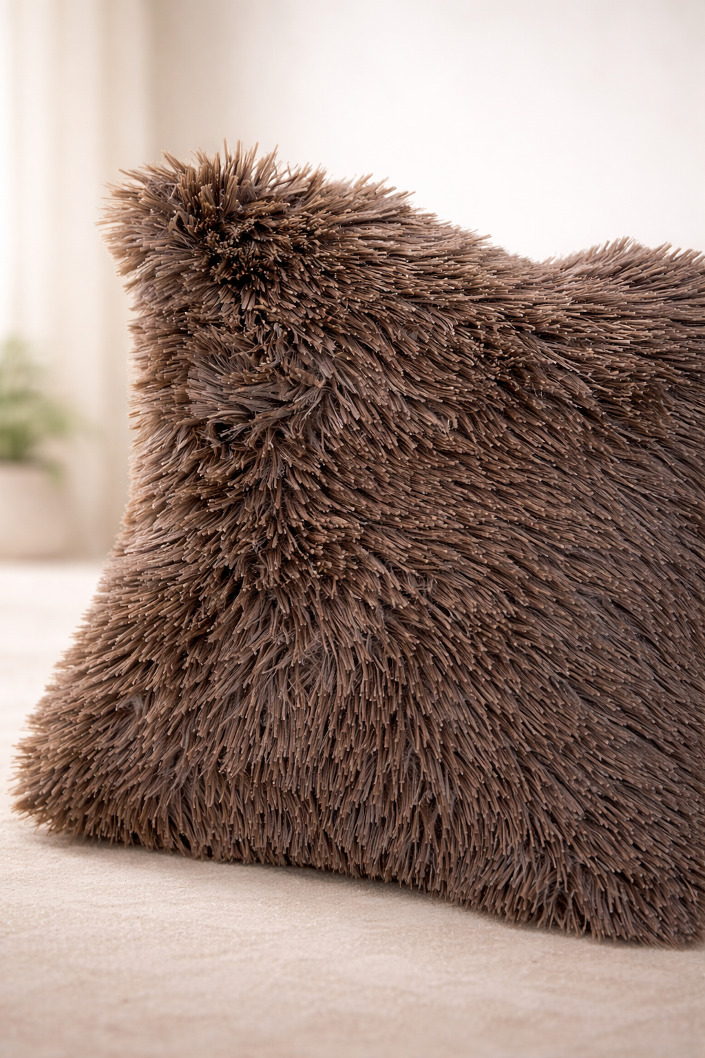 Almohadón Textura Natural Shaggy Marrón Boho ( 40 X 40 CM ) - Imagen 2