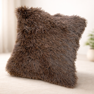 Almohadón Textura Natural Shaggy Marrón Boho (  40 X 40 CM )