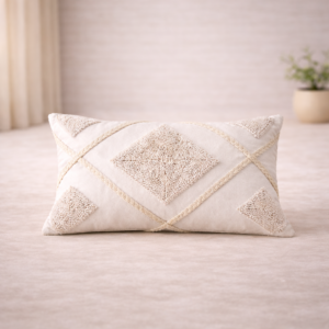 Almohadón Boho Bordado “Textura Serena” ( 50 X 30 )