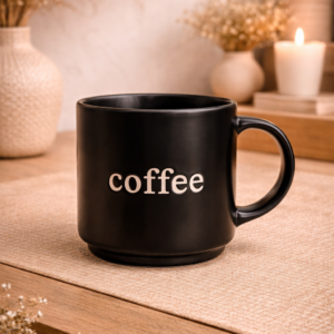 Taza Coffee Negra Minimalista ( 10 CM )