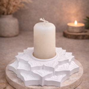 Porta Vela Mandala “Armonía Natural” blanco ( 12 CM )