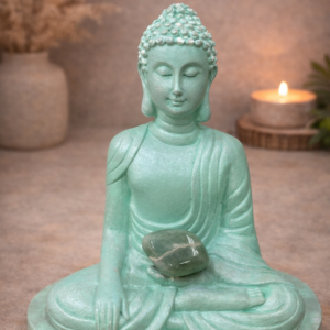 Buda Verde “Equilibrio Interior” con Piedra Natural ( 12 CM )