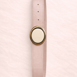 Cinto Minimal Oval — Rosa Nude & Dorado