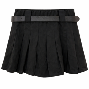 Falda corta negra con cinturón gris