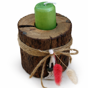 Porta Vela Rústico de Madera Natural ( 12 CM )