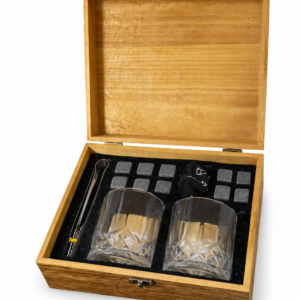 Set Whiskero Premium en Caja de Madera Natural ( 22 X 19 CM )