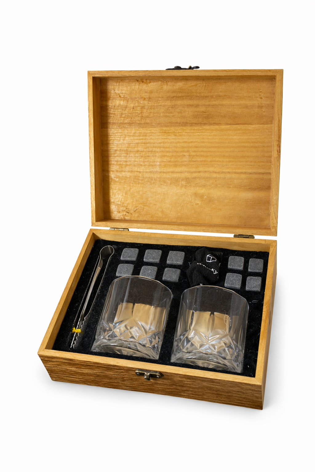 Set Whiskero Premium en Caja de Madera Natural ( 22 X 19 CM )