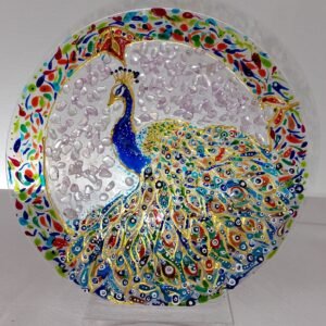 PAVO REAL CON APLICACIONES DE CUARZO CRISTAL 20 CM / ANDROMEDA ART STUDIO